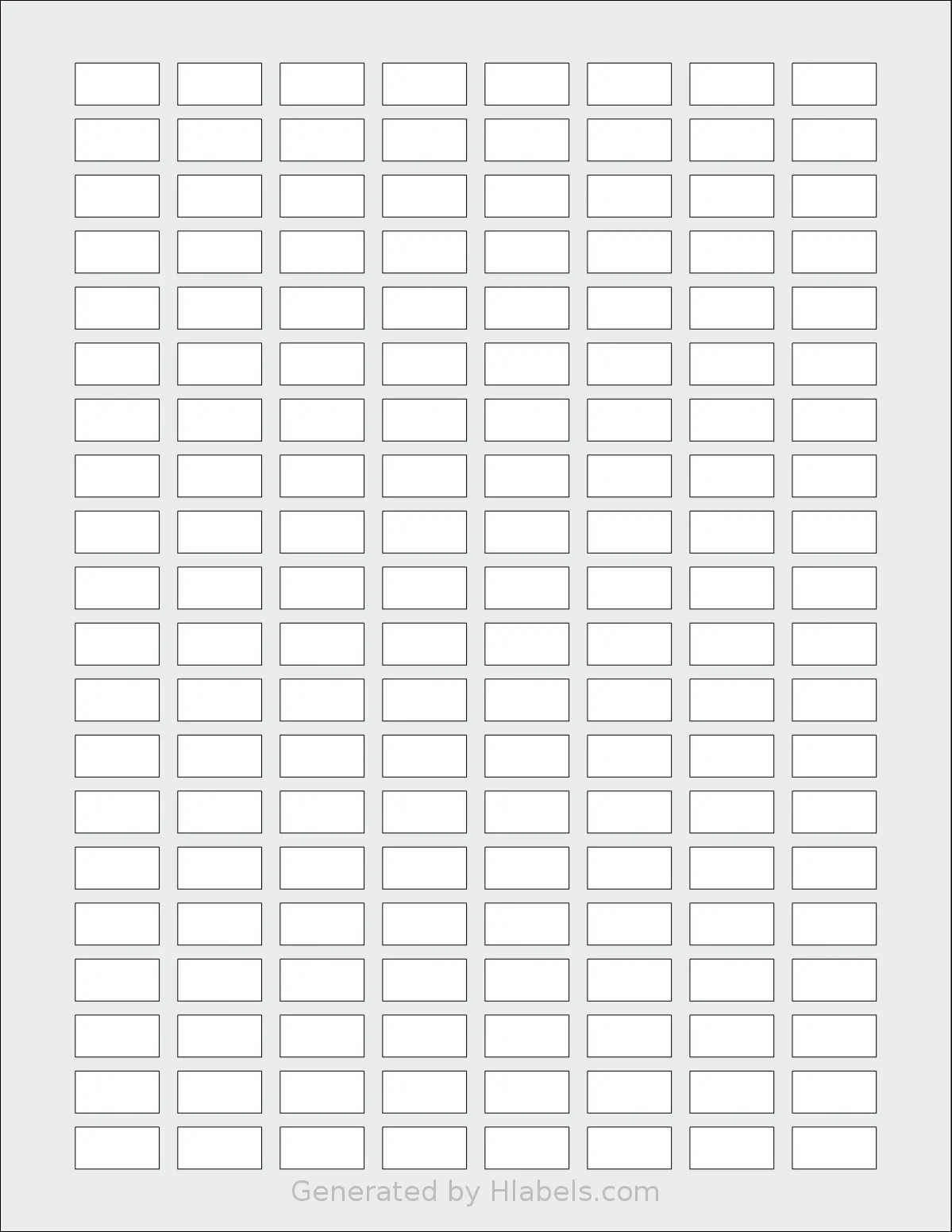 SheetLabels® SL929 template with 160 rectangular 0.75 x 0.375 inch labels per sheet, on Letter-size adhesive blank label sheets.