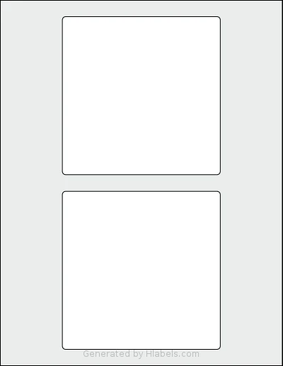 SheetLabels® SL930 template with 2 square 4.75 x 4.75 inch labels per sheet, on Letter-size adhesive blank label sheets.