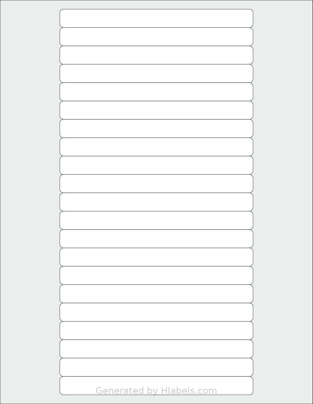 SheetLabels® SL933 template with 21 rectangular 5.25 x 0.5 inch labels per sheet, on Letter-size adhesive blank label sheets.