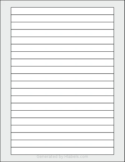 SheetLabels® SL942 template with 20 rectangular 7 x 0.5 inch labels per sheet, on Letter-size adhesive blank label sheets.