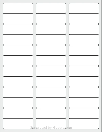 SheetLabels® SL958 template with 36 rectangular 2.5 x 0.875 inch labels per sheet, on Letter-size adhesive blank label sheets.