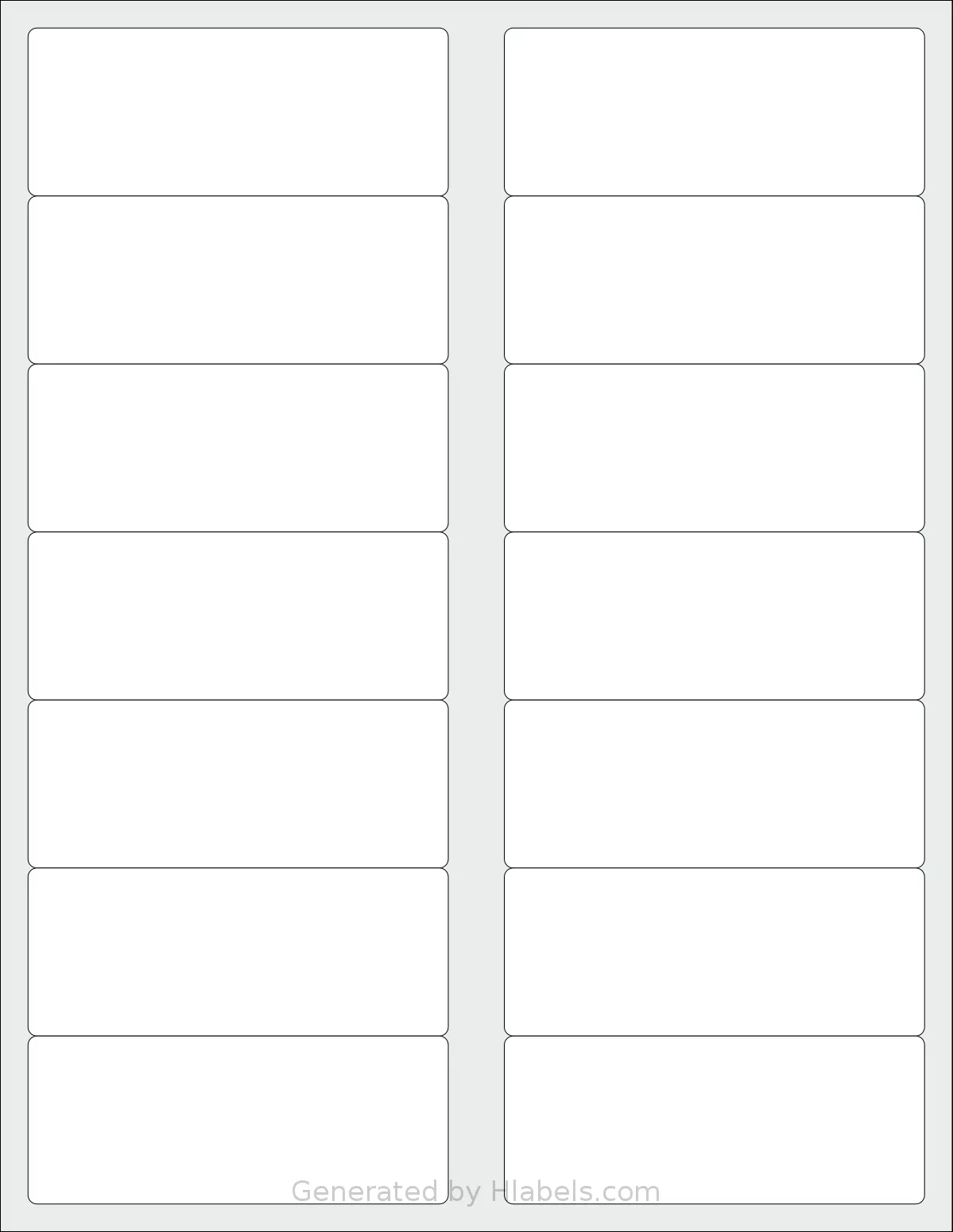SheetLabels® SL959 template with 14 rectangular 3.75 x 1.5 inch labels per sheet, on Letter-size adhesive blank label sheets.