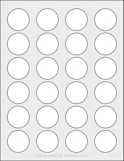 SheetLabels® SL976 template with 24 circle labels per sheet, each 1.5 inch in diameter, on Letter-size adhesive blank label sheets.
