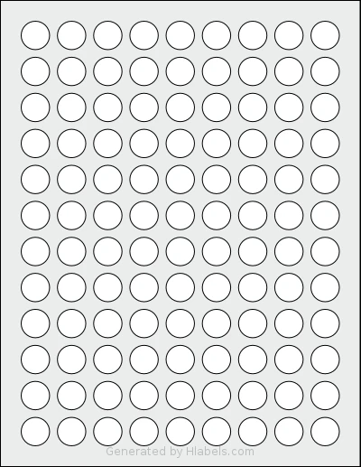 SheetLabels® SL977 template with 108 circle labels per sheet, each 0.669 inch in diameter, on Letter-size adhesive blank label sheets.