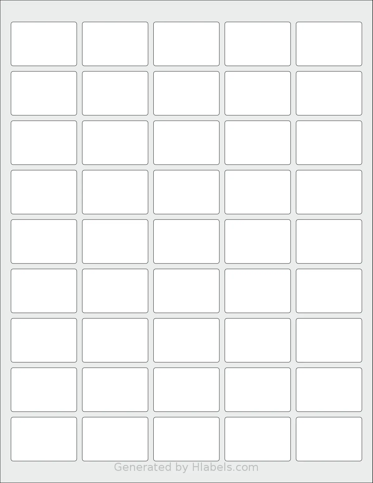 SheetLabels® SL986 template with 45 rectangular 1.5 x 1 inch labels per sheet, on Letter-size adhesive blank label sheets.