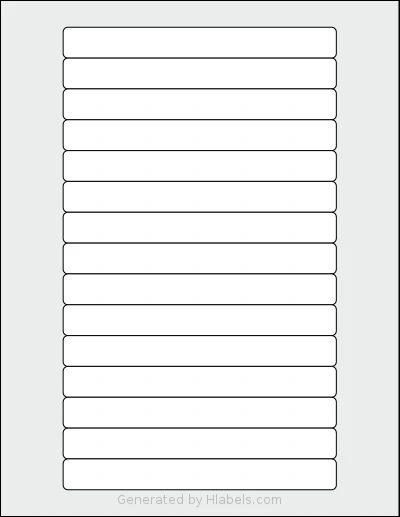 SheetLabels® SLS02 template with 15 rectangular 5.8125 x 0.656 inch labels per sheet, on Letter-size adhesive blank label sheets.