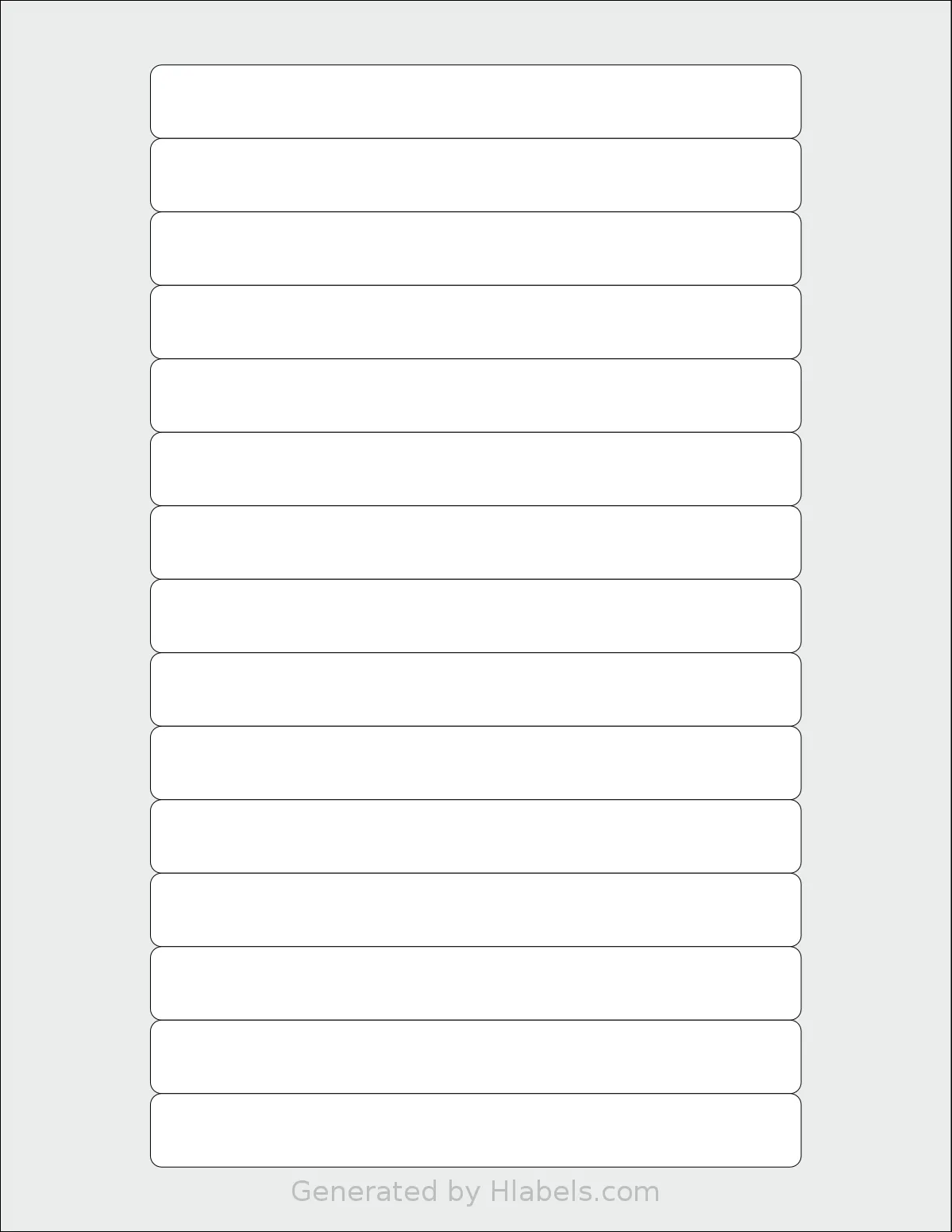 SheetLabels® SLS02 template with 15 rectangular 5.8125 x 0.656 inch labels per sheet, on Letter-size adhesive blank label sheets.