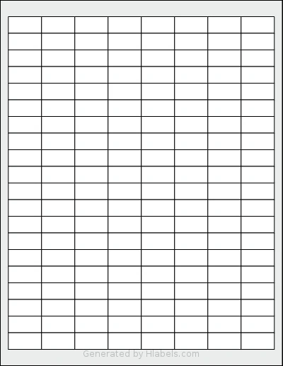 SpartanIndustrial® R001 template with 160 rectangular 1 x 0.5 inch labels per sheet, on Letter-size adhesive blank label sheets.