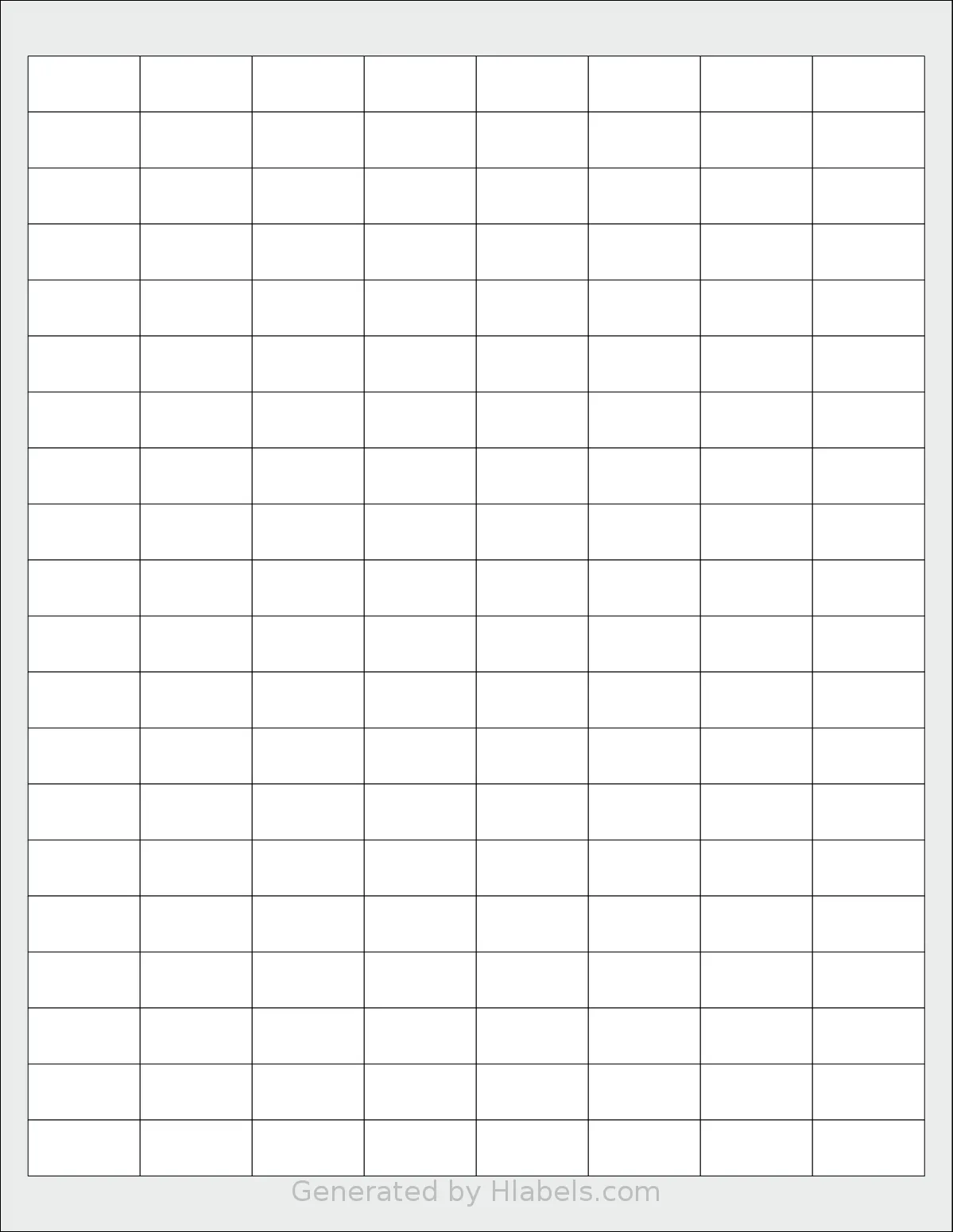 SpartanIndustrial® R001 template with 160 rectangular 1 x 0.5 inch labels per sheet, on Letter-size adhesive blank label sheets.