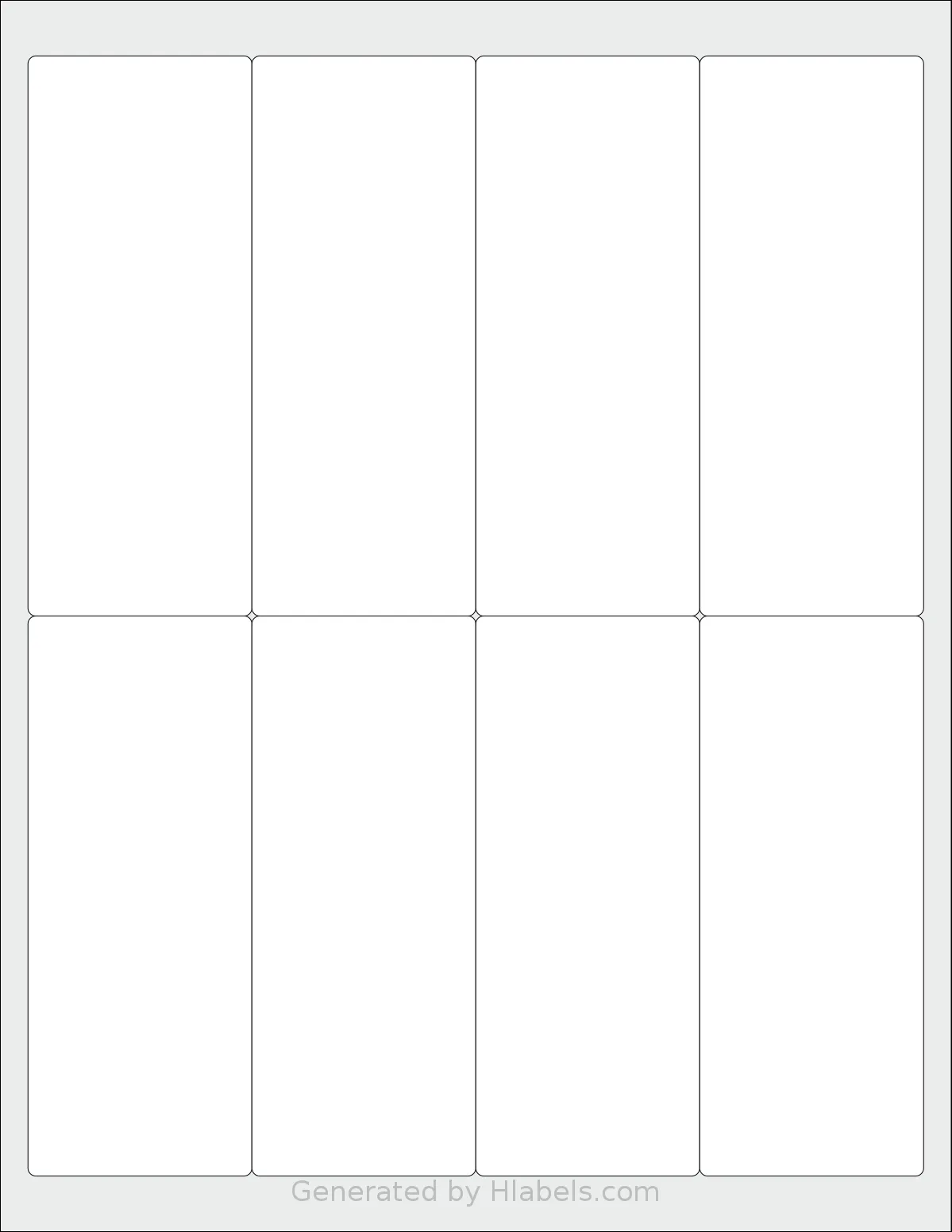 SpartanIndustrial® R006 template with 8 rectangular 2 x 5 inch labels per sheet, on Letter-size adhesive blank label sheets.