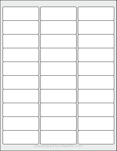 SpartanIndustrial® R007 template with 30 rectangular 2.625 x 1 inch labels per sheet, on Letter-size adhesive blank label sheets.