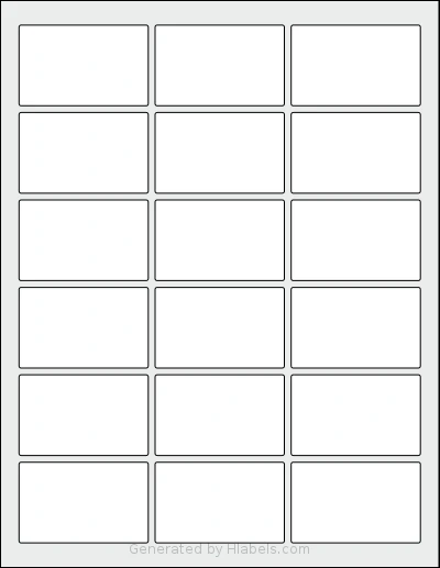 SpartanIndustrial® R008 template with 18 rectangular 2.5 x 1.5625 inch labels per sheet, on Letter-size adhesive blank label sheets.