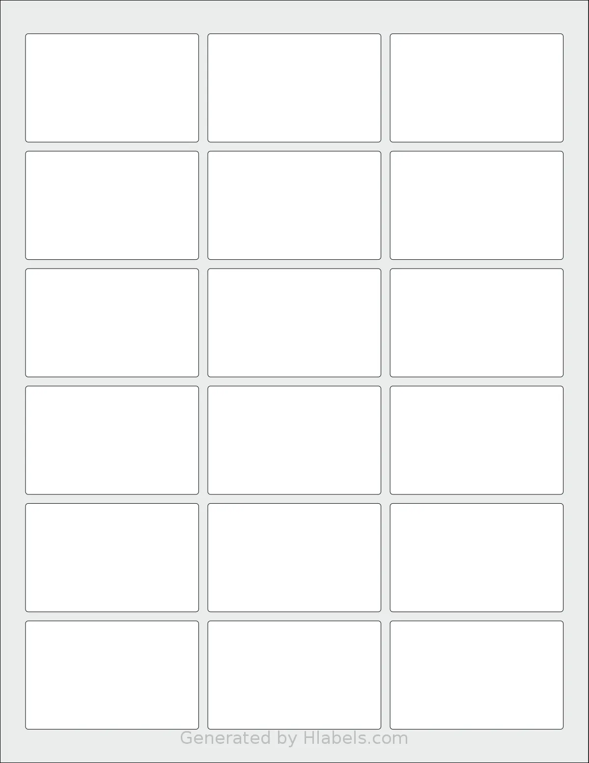 SpartanIndustrial® R008 template with 18 rectangular 2.5 x 1.5625 inch labels per sheet, on Letter-size adhesive blank label sheets.