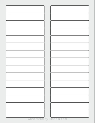 SpartanIndustrial® R012 template with 30 rectangular 3.4375 x 0.6666 inch labels per sheet, on Letter-size adhesive blank label sheets.