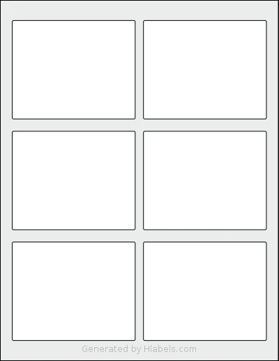 SpartanIndustrial® R014 template with 6 rectangular 3.75 x 3 inch labels per sheet, on Letter-size adhesive blank label sheets.