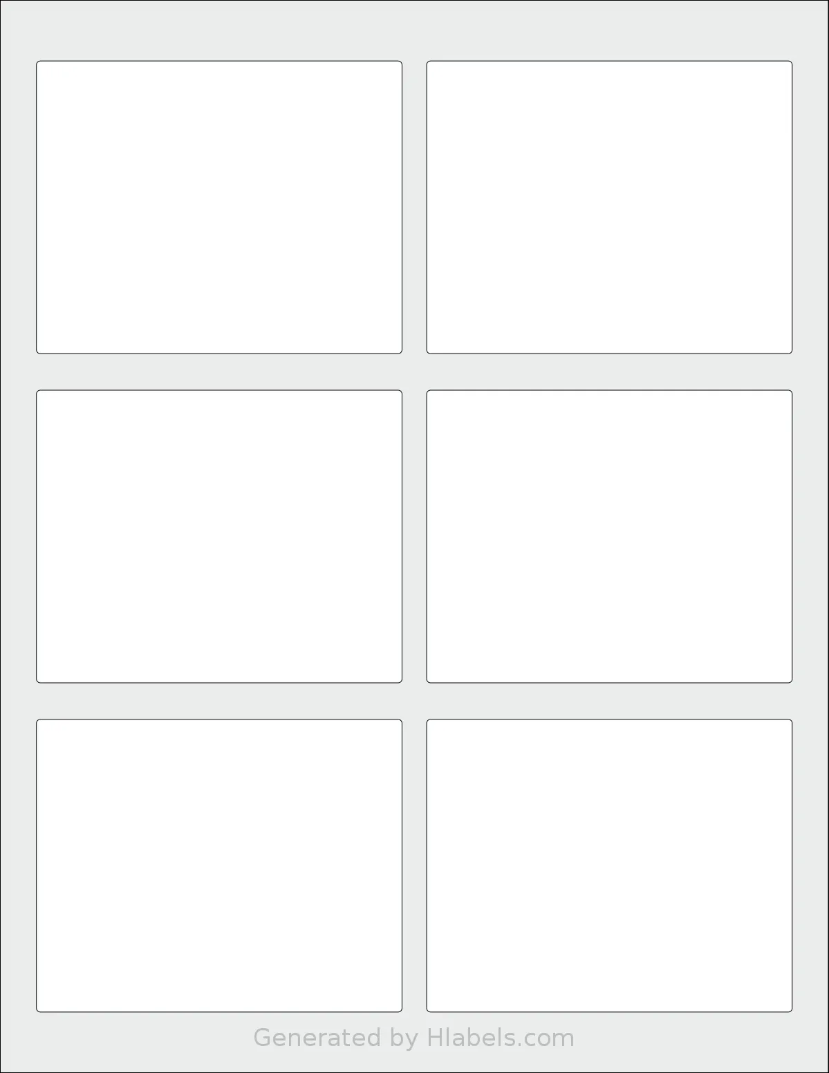 SpartanIndustrial® R014 template with 6 rectangular 3.75 x 3 inch labels per sheet, on Letter-size adhesive blank label sheets.