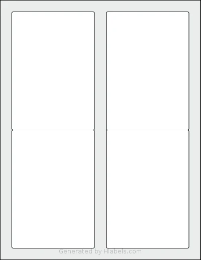 SpartanIndustrial® R016 template with 4 rectangular 3.5 x 5 inch labels per sheet, on Letter-size adhesive blank label sheets.