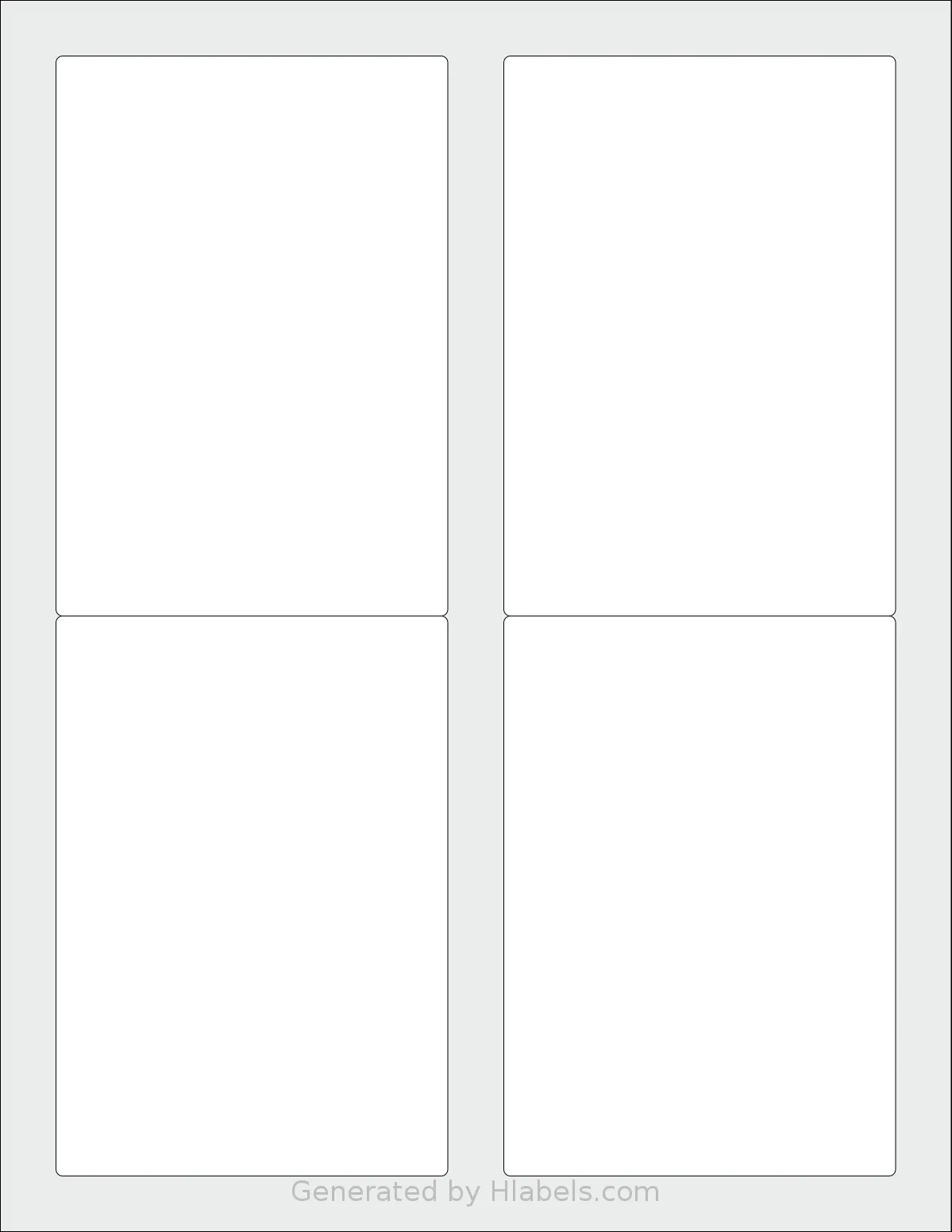 SpartanIndustrial® R016 template with 4 rectangular 3.5 x 5 inch labels per sheet, on Letter-size adhesive blank label sheets.