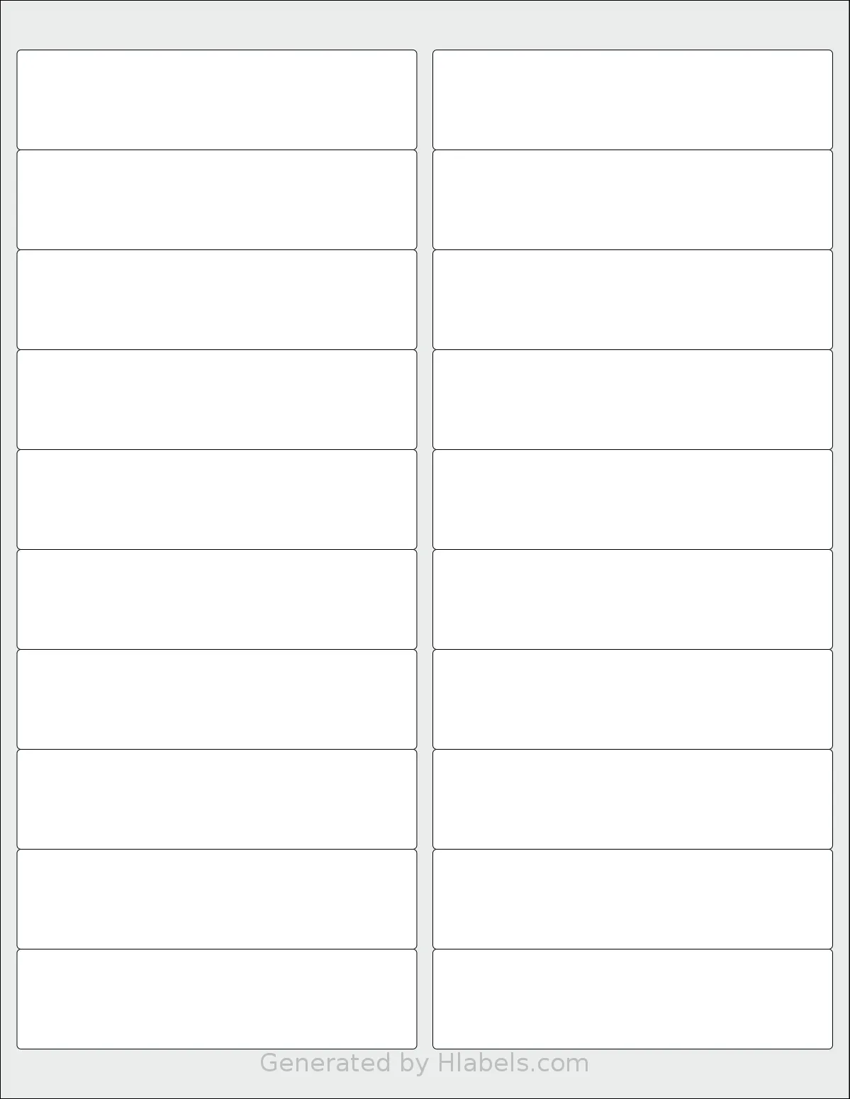 SpartanIndustrial® R017 template with 20 rectangular 4 x 1 inch labels per sheet, on Letter-size adhesive blank label sheets.