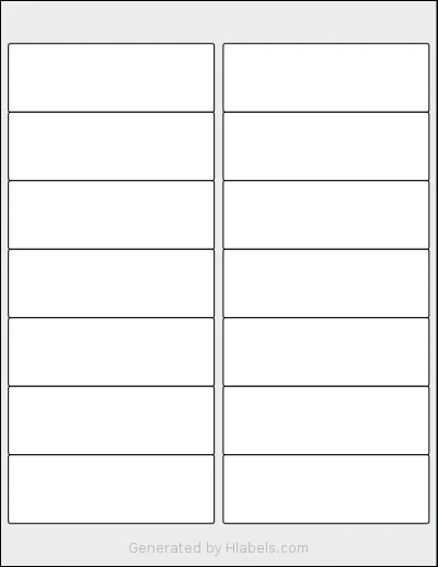 SpartanIndustrial® R018 template with 14 rectangular 4 x 1.33 inch labels per sheet, on Letter-size adhesive blank label sheets.