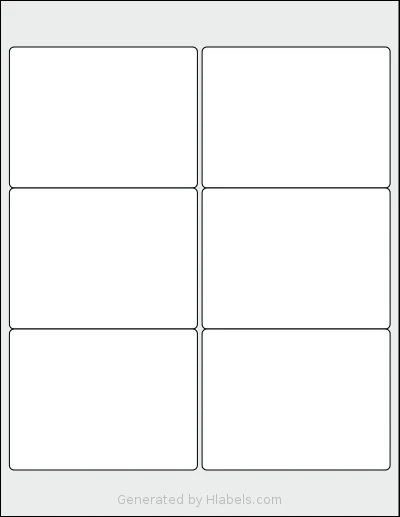 SpartanIndustrial® R021 template with 6 rectangular 4 x 3 inch labels per sheet, on Letter-size adhesive blank label sheets.