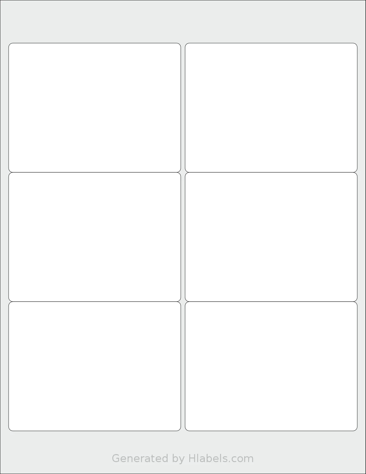 SpartanIndustrial® R021 template with 6 rectangular 4 x 3 inch labels per sheet, on Letter-size adhesive blank label sheets.