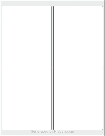 SpartanIndustrial® R022 template with 4 rectangular 4 x 5 inch labels per sheet, on Letter-size adhesive blank label sheets.