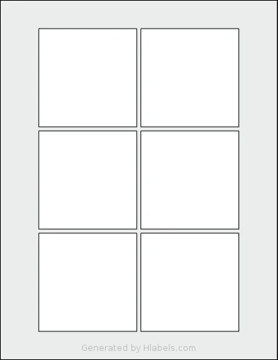 SpartanIndustrial® S004 template with 6 square 3 x 3 inch labels per sheet, on Letter-size adhesive blank label sheets.