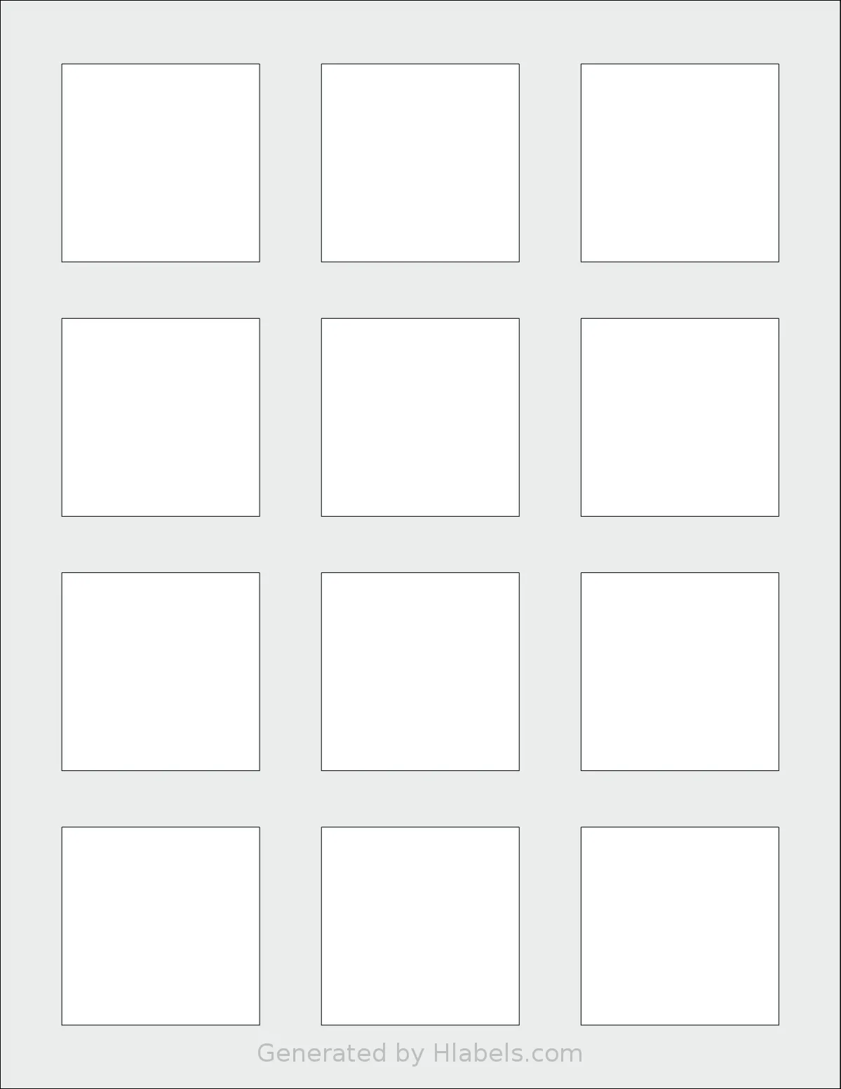 TownStix® US-22-12 template with 12 square 2 x 2 inch labels per sheet, on Letter-size adhesive blank label sheets.