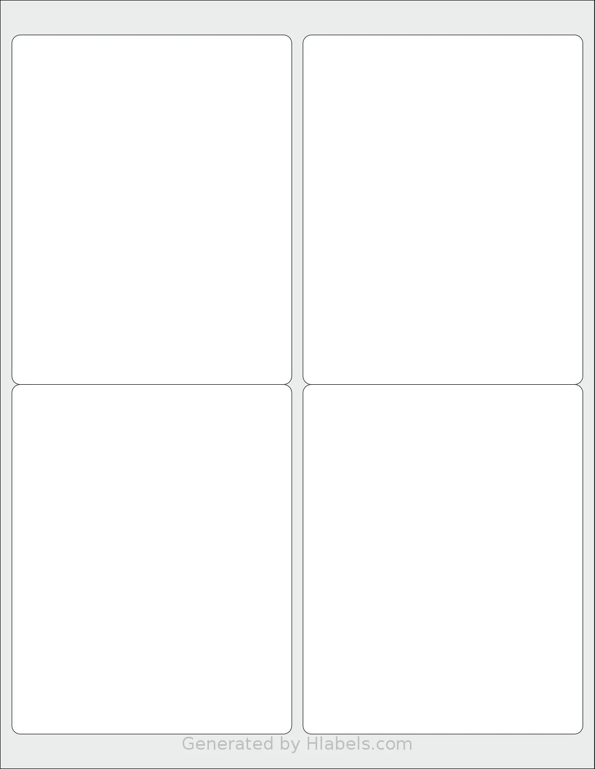 TownStix® US-4 template with 4 rectangular 4 x 5 inch labels per sheet, on Letter-size adhesive blank label sheets.