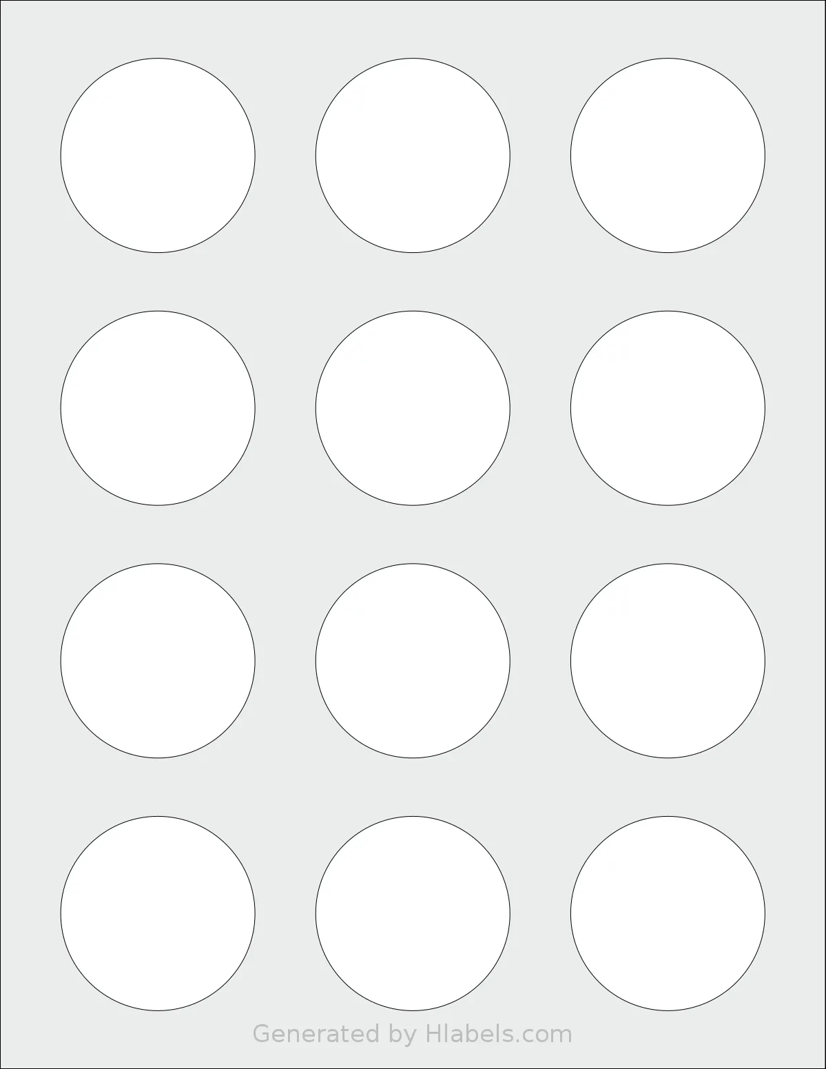 TownStix® US-Round-2 template with 12 circle labels per sheet, each 2 inch in diameter, on Letter-size adhesive blank label sheets.