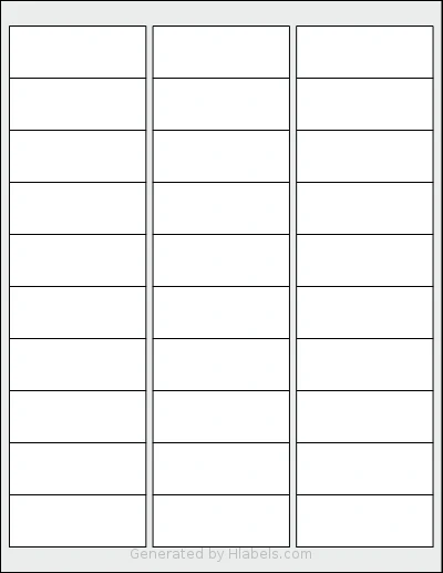 Uline® S-10420 template with 30 rectangular 2.625 x 1 inch labels per sheet, on Letter-size adhesive blank label sheets.