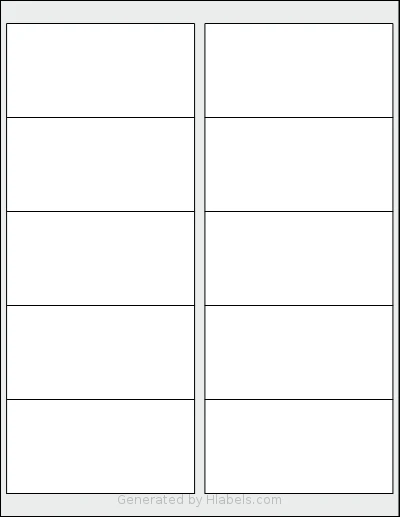 Uline® S-10421 template with 10 rectangular 4 x 2 inch labels per sheet, on Letter-size adhesive blank label sheets.