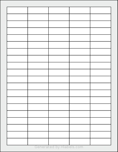 Uline® S-16989 template with 100 rectangular 1.5 x 0.5 inch labels per sheet, on Letter-size adhesive blank label sheets.