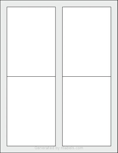 Uline® S-17380 template with 4 rectangular 3.5 x 5 inch labels per sheet, on Letter-size adhesive blank label sheets.