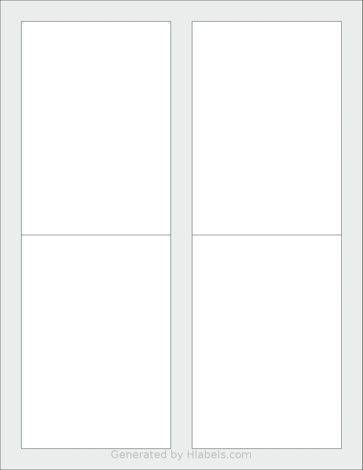 Uline® S-17380 template with 4 rectangular 3.5 x 5 inch labels per sheet, on Letter-size adhesive blank label sheets.