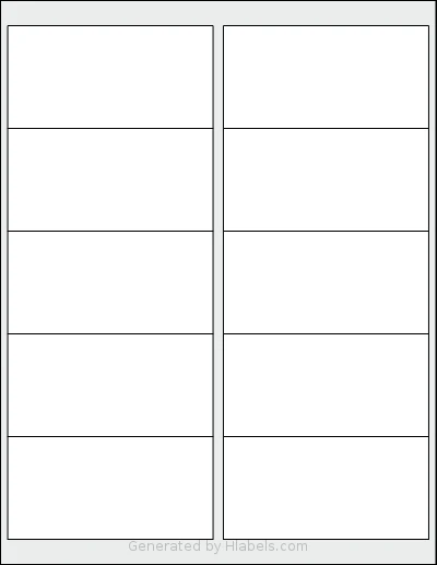 Uline® S-19321 template with 10 rectangular 4 x 2 inch labels per sheet, on Letter-size adhesive blank label sheets.