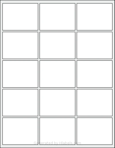 Uline® S-19345 template with 15 rectangular 2.625 x 2 inch labels per sheet, on Letter-size adhesive blank label sheets.