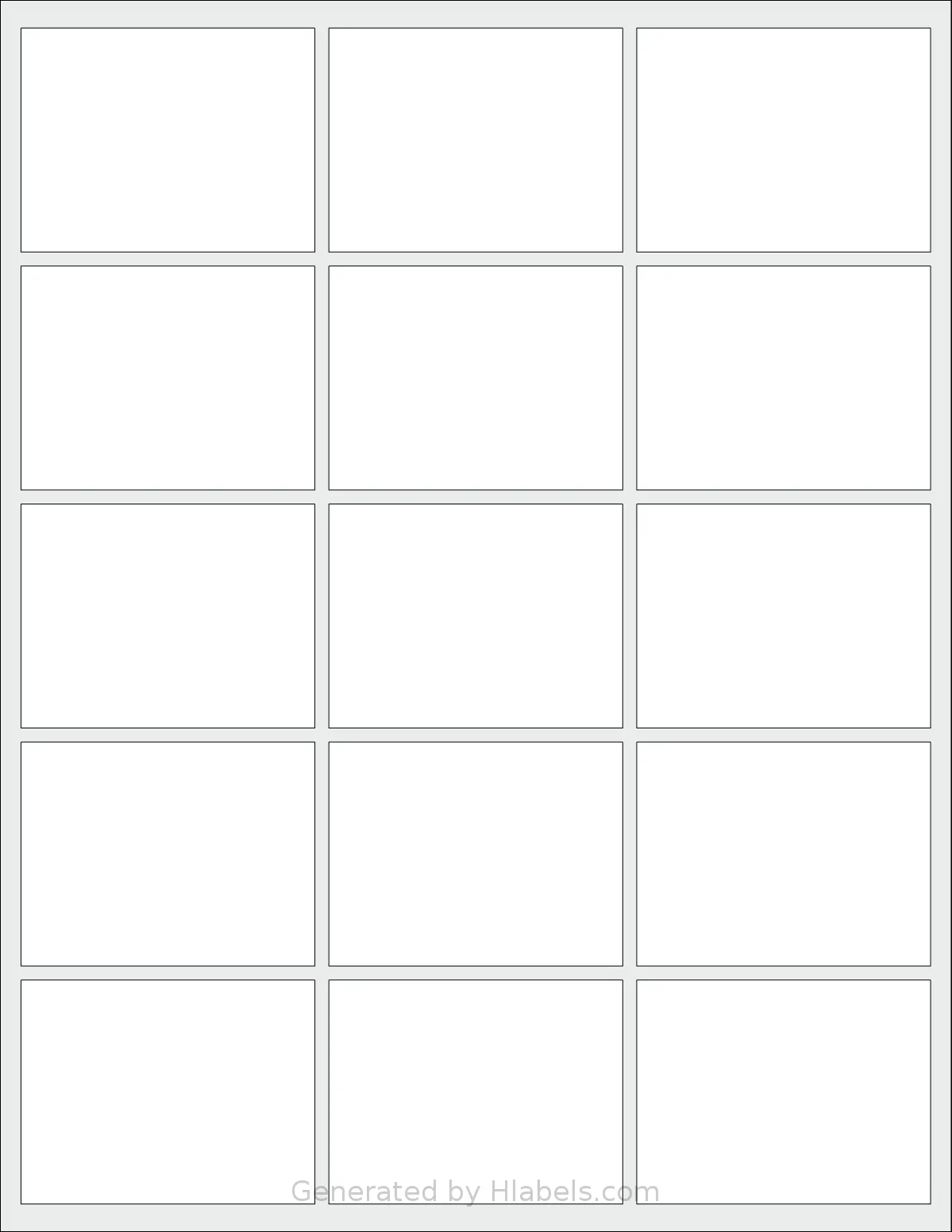 Uline® S-19345 template with 15 rectangular 2.625 x 2 inch labels per sheet, on Letter-size adhesive blank label sheets.