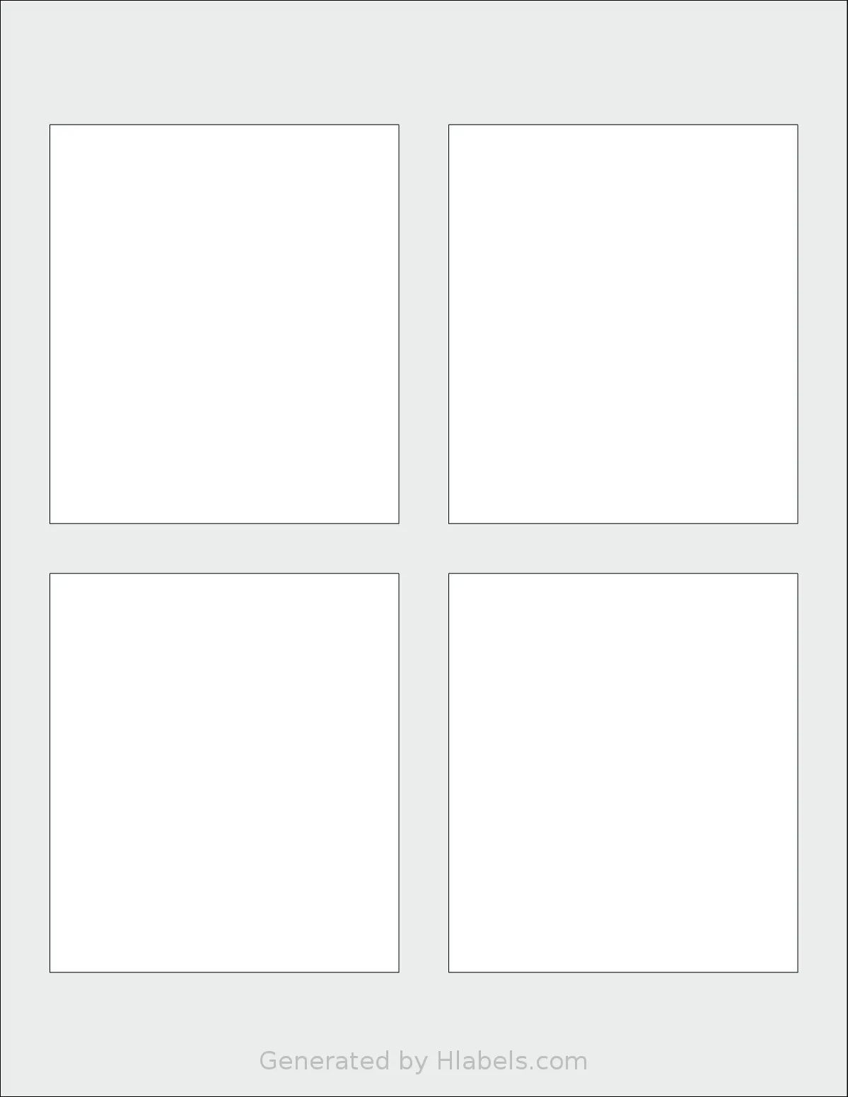 Uline® S-19596 template with 4 rectangular 3.5 x 4 inch labels per sheet, on Letter-size adhesive blank label sheets.