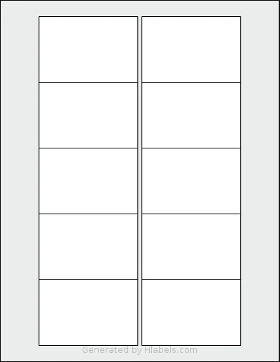 Uline® S-19643 template with 10 rectangular 3 x 2 inch labels per sheet, on Letter-size adhesive blank label sheets.