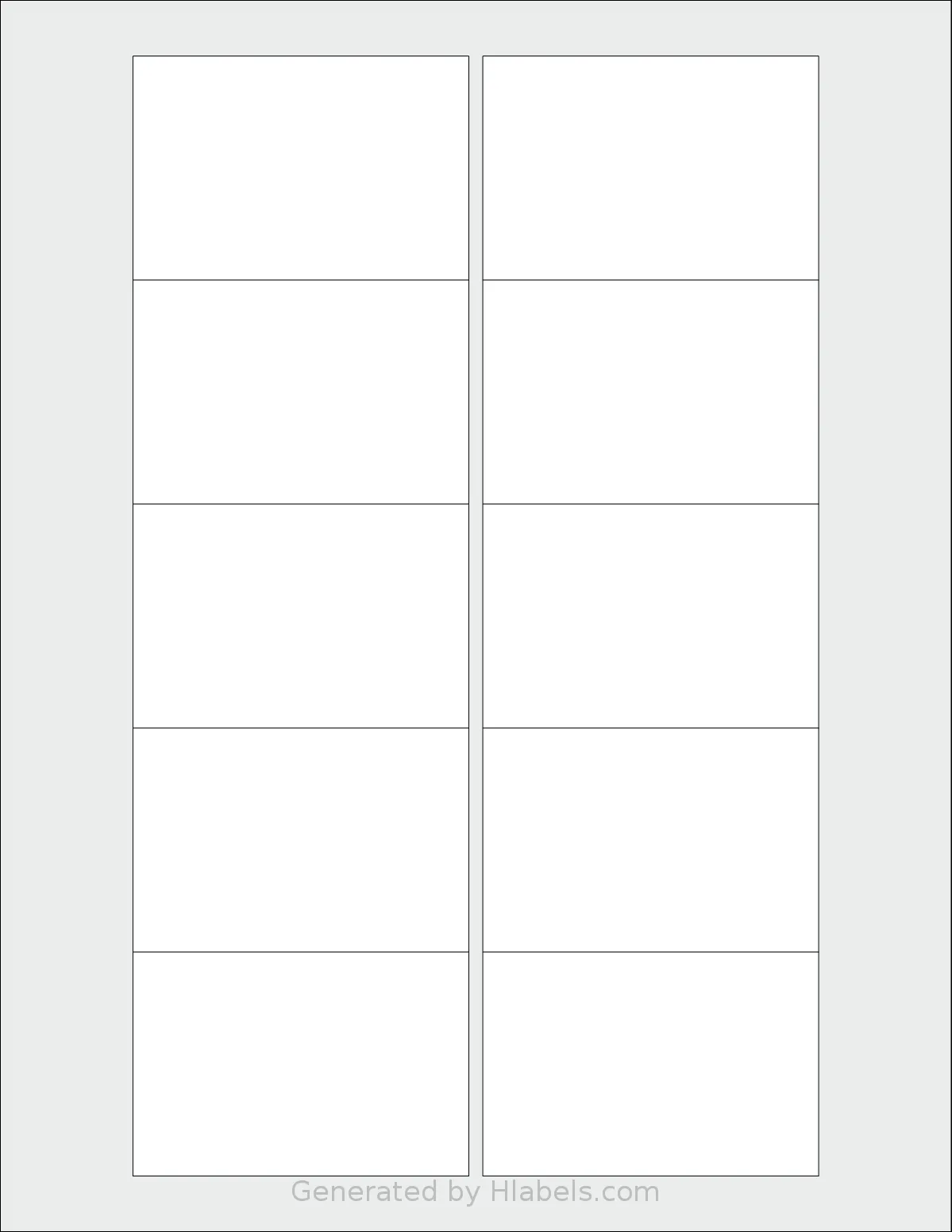 Uline® S-19643 template with 10 rectangular 3 x 2 inch labels per sheet, on Letter-size adhesive blank label sheets.