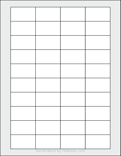Uline® S-20132 template with 40 rectangular 1.75 x 1 inch labels per sheet, on Letter-size adhesive blank label sheets.