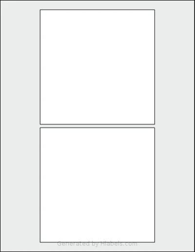 Uline® S-20137 template with 2 square 5 x 5 inch labels per sheet, on Letter-size adhesive blank label sheets.