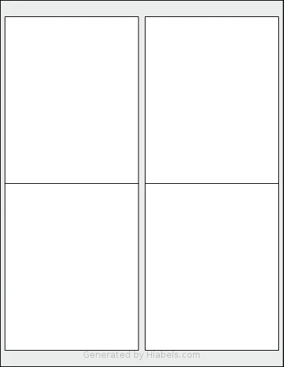 Uline® S-3846 template with 4 rectangular 4 x 5 inch labels per sheet, on Letter-size adhesive blank label sheets.