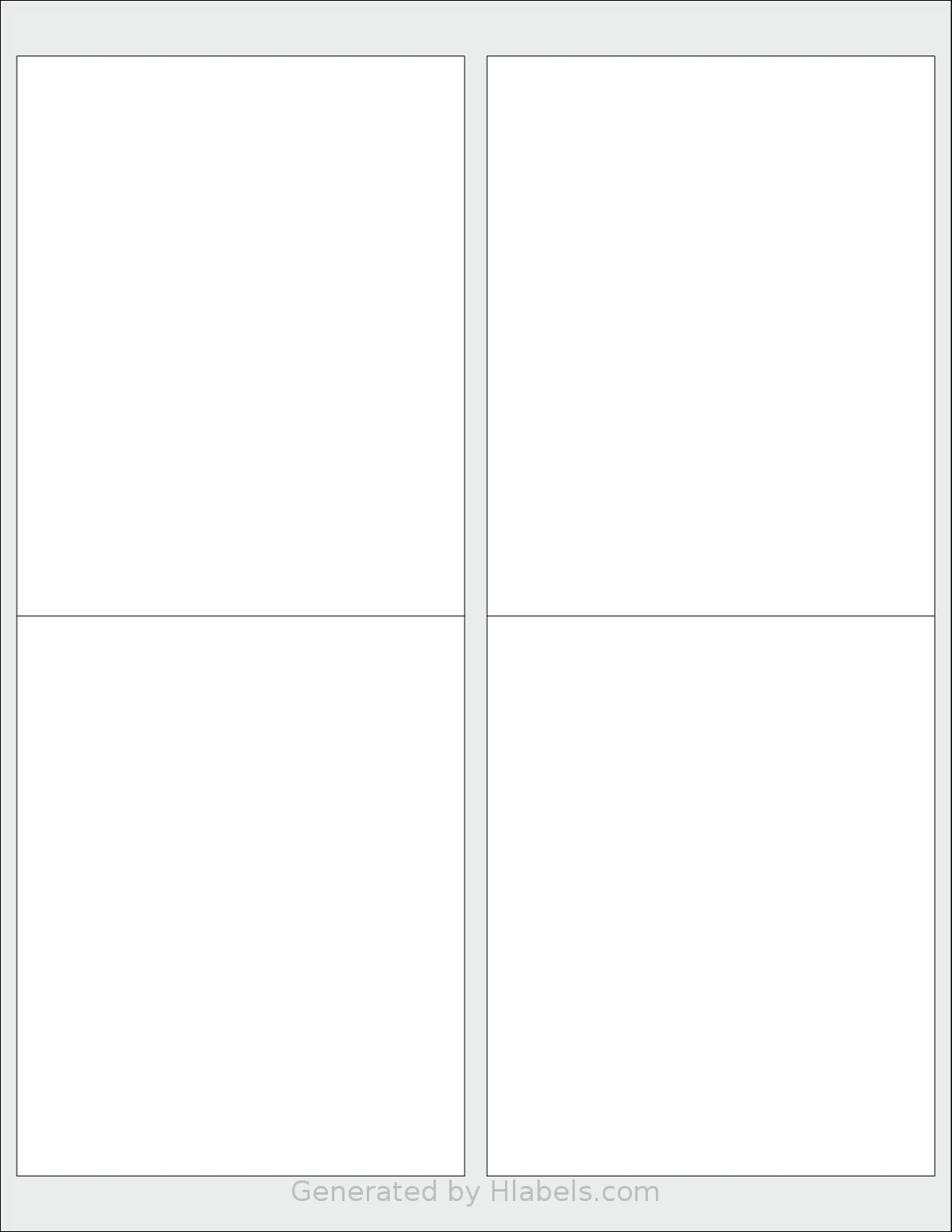 Uline® S-3846 template with 4 rectangular 4 x 5 inch labels per sheet, on Letter-size adhesive blank label sheets.