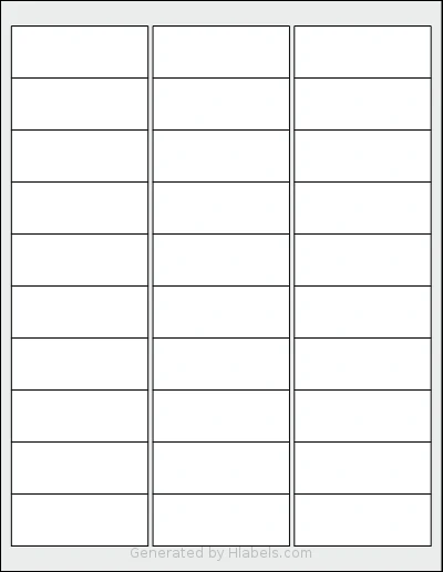 Uline® S-5042 template with 30 rectangular 2.625 x 1 inch labels per sheet, on Letter-size adhesive blank label sheets.