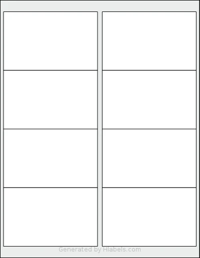 Uline® S-5043 template with 8 rectangular 4 x 2.5 inch labels per sheet, on Letter-size adhesive blank label sheets.