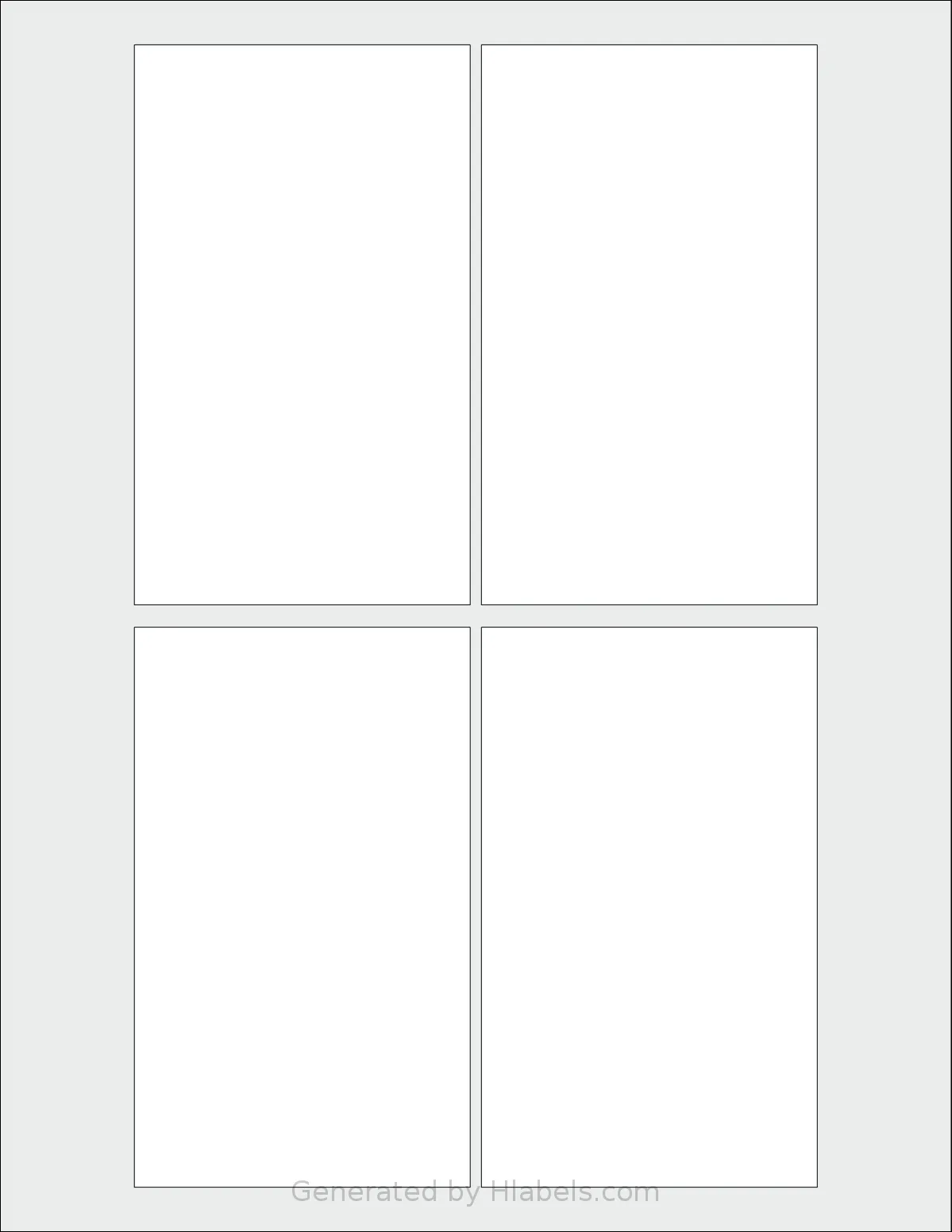 Uline® S-5488 template with 4 rectangular 3 x 5 inch labels per sheet, on Letter-size adhesive blank label sheets.