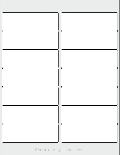 Worldlabel® WL-100 template with 14 rectangular 4 x 1.32 inch labels per sheet, on Letter-size adhesive blank label sheets.